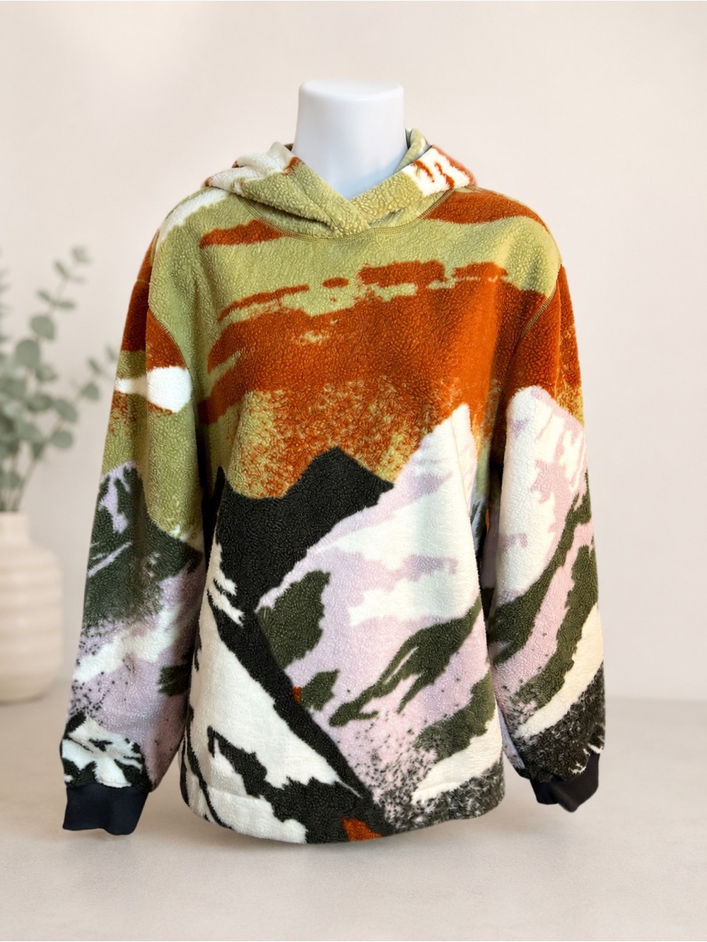 Merrell Women’s Multicolor Abstract Print Fleece Hoodie Pullover Size Small